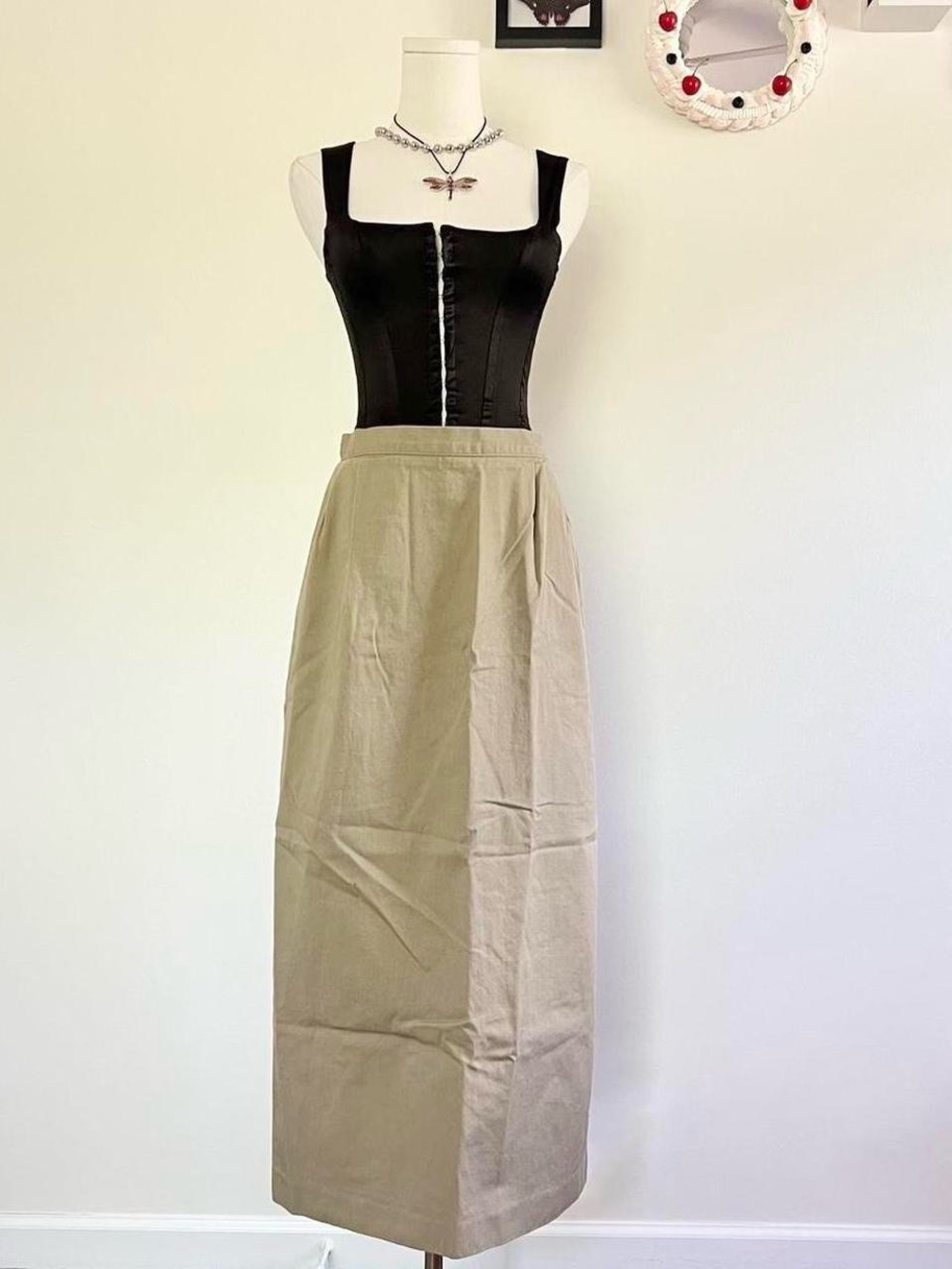 Minimal Khaki Maxi Skirt